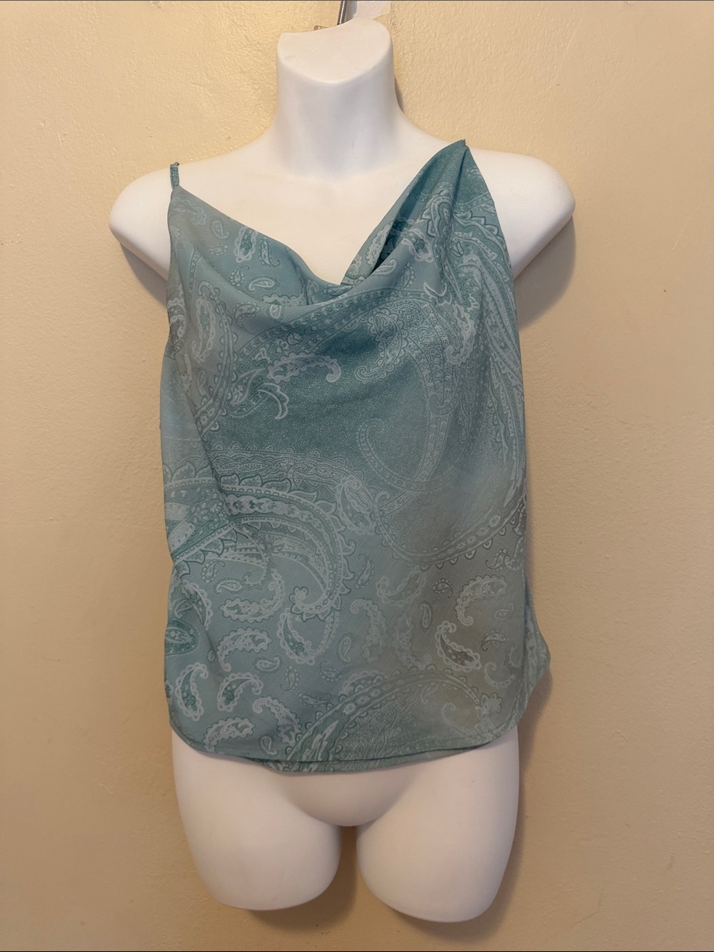 Paisley Cowl Neck Camisole in Teal